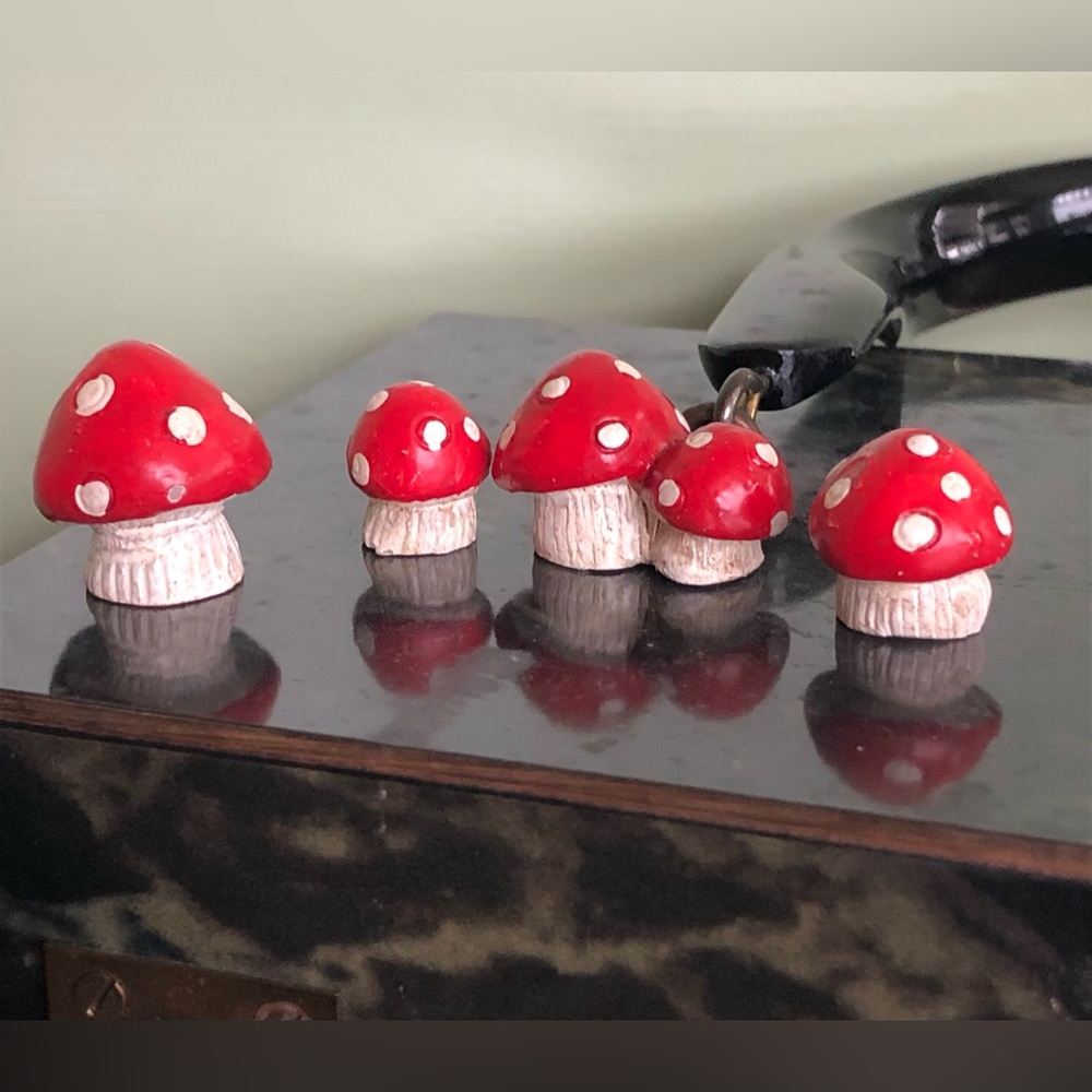 Mushrooms Small Ceramic Cottage core Hippie Decor Fungi Red Whimsical Crafts 4